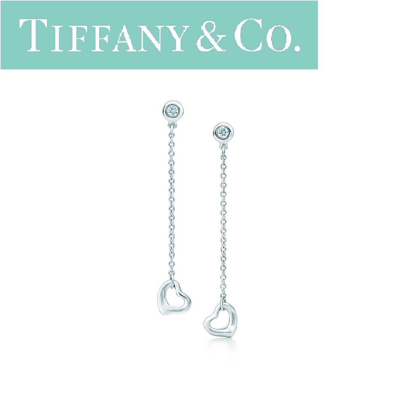 【Tiffany】エルサ・ペレッティ™ ダイヤモンド バイ ザ ヤード™ オープン ハート ピアス