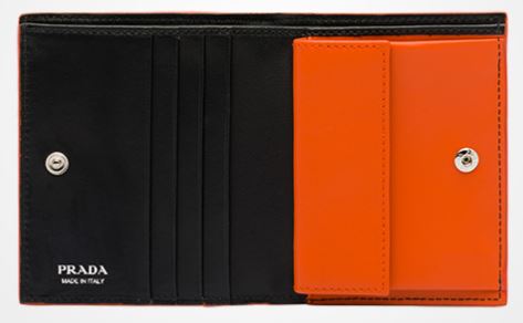 【PRADA】レザー財布　ブラック/オレンジ