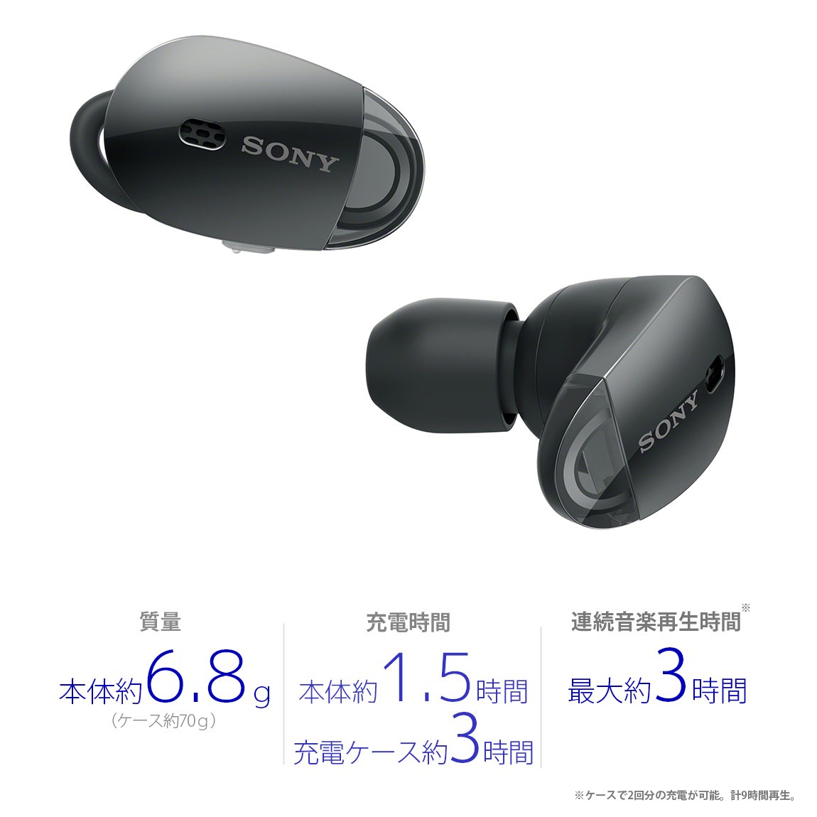 【SONY】 イヤホン　左右分離型 マイク付き　Bluetooth対応　ブラック