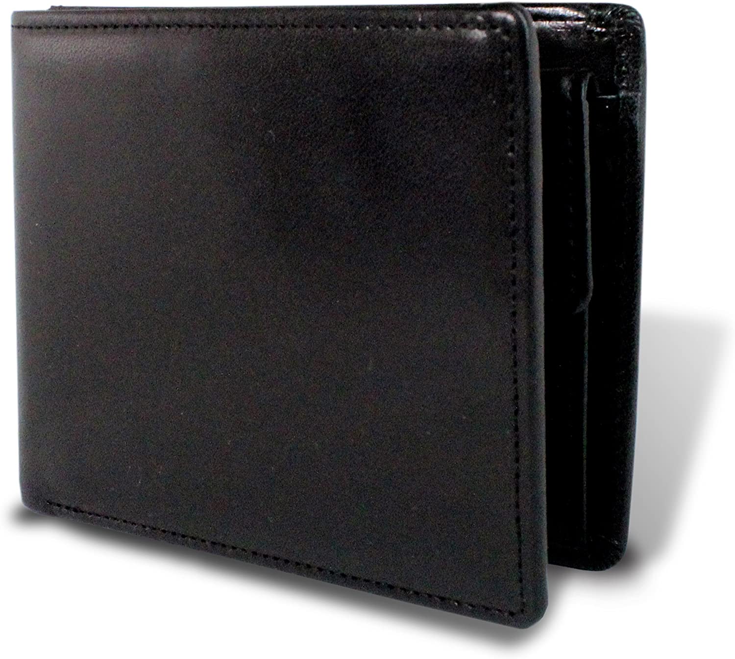【栃木レザー】二つ折り財布 マチ付き 本革 色：ブラック