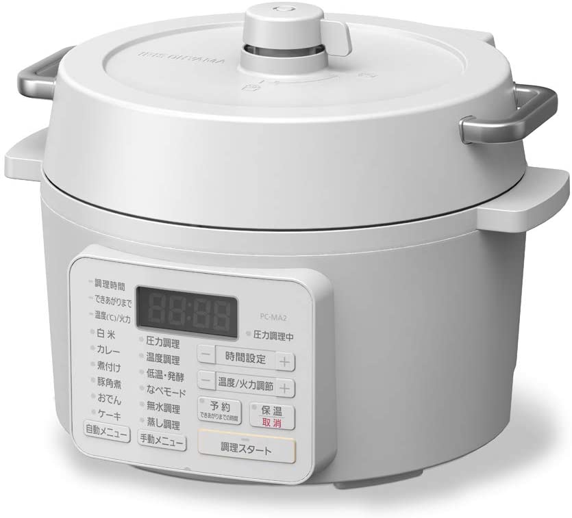 【アイリスオーヤマ】電気圧力鍋 2.2L 2WAYタイプ グリル鍋 6種類自動メニュー（ホワイト）