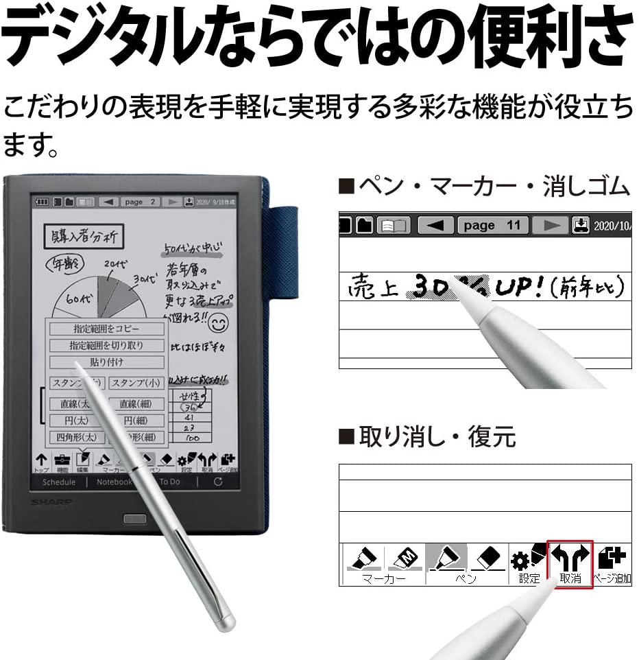 【SHARP】手帳機能付き 電子メモ
