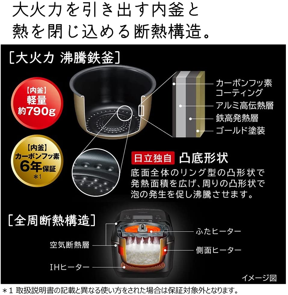 【日立】ふっくら御膳 炊飯器 5.5合 漆黒