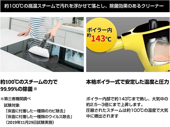 【KARCHER】約100℃の高温スチームで掃除・除菌 スチームクリーナー