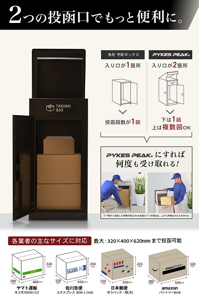 【PYKES PEAK】宅配ボックス 組み立て不要 BK