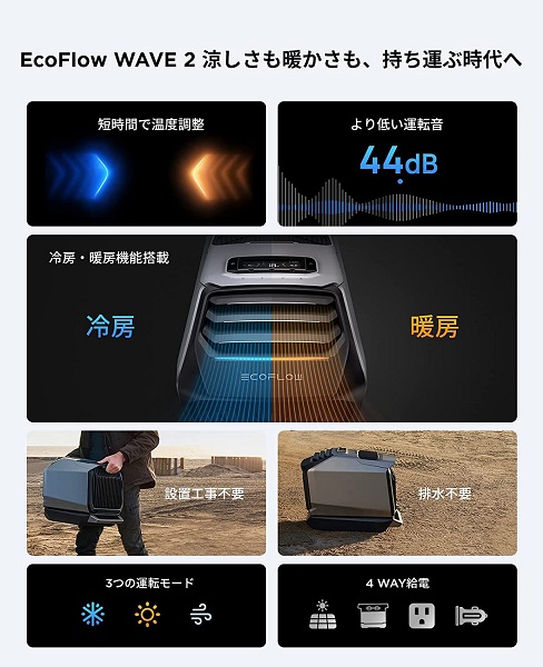 【EcoFlow】WAVE2 ポータブルエアコン 冷暖房機能搭載
