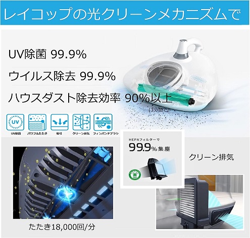 【レイコップ】UV布団クリーナー 99.9%除菌 ウイルス除去 WH
