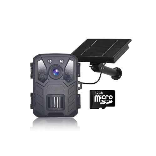 【SecuSTATION】トレイルカメラ 小型 防犯カメラ ソーラーパネル付属