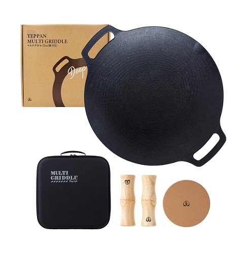 【JHQ】鉄板マルチグリドル 29cm 深型 29cm 木製グリップ付セット