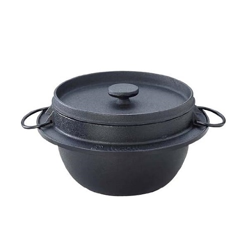 【岩鋳】ごはん鍋 2合炊 黒 内面ホーロー加工 直火用 南部鉄器