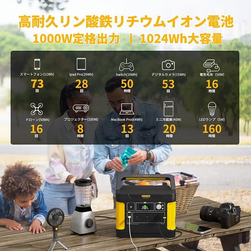 【Evopow】ポータブル電源 1024Wh LiFePO4 100Wソーラーパネル