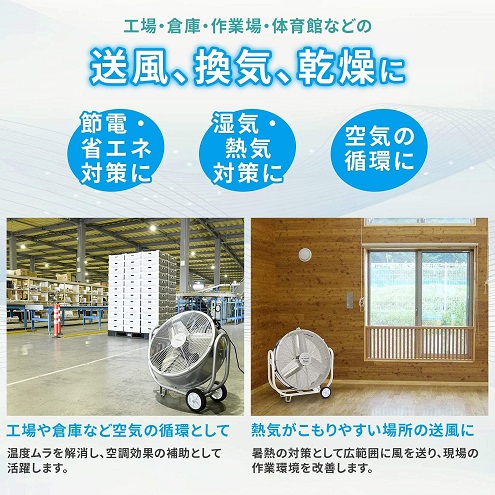 【ナカトミ】産業用送風機 ビッグファン タイヤ付きで移動が簡単