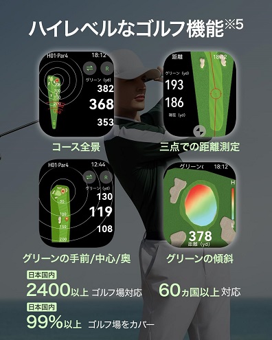【HUAWEI】WATCH FIT 4 Pro パワフルなゴルフナビ機能 BK