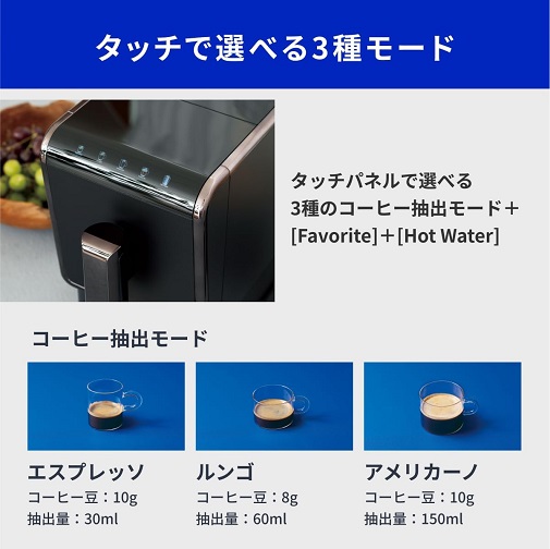【récolte】全自動エスプレッソコーヒーマシン 3種の抽出モード
