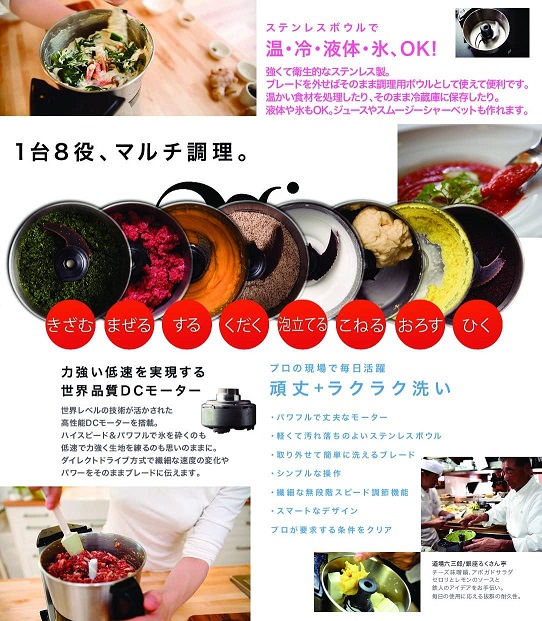 【山本電気】1台8役でマルチ調理 フードプロセッサー