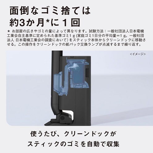 【Panasonic】セパレート型コードレススティッククリーナー BK