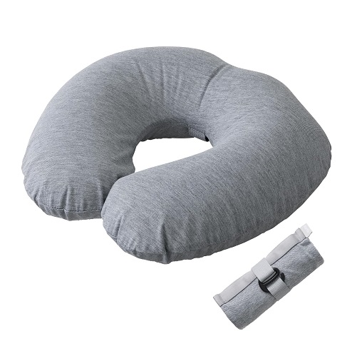 【マーナ】ネックピロー たためば片手サイズ グレー