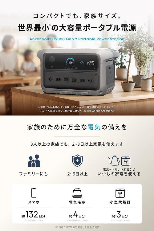 【Anker】世界最小クラスの大容量ポータブル電源 2048Wh