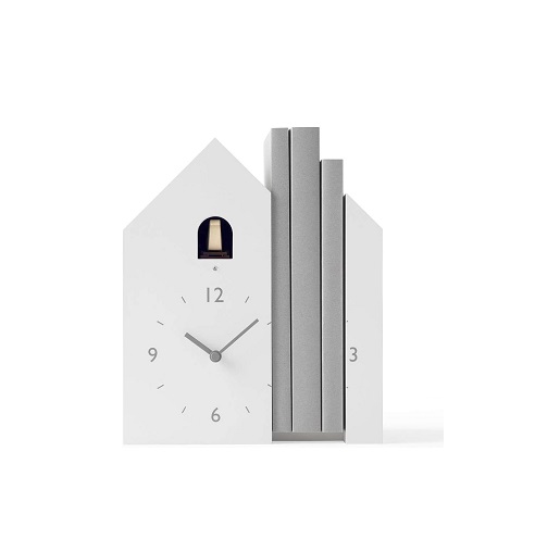 【レムノス】カッコー時計 ホワイト ブックエンド