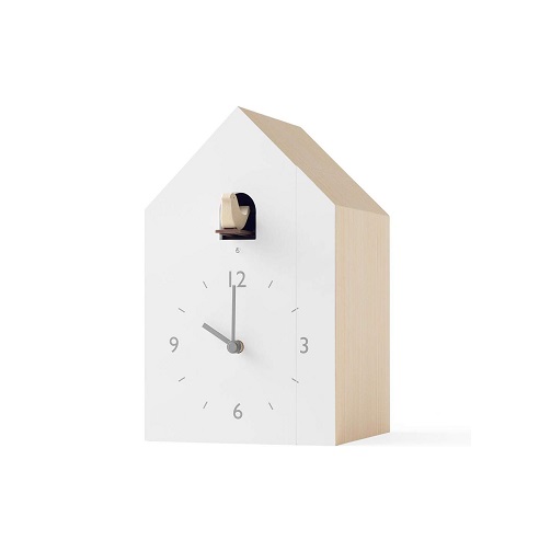 【レムノス】カッコー時計 ホワイト ブックエンド