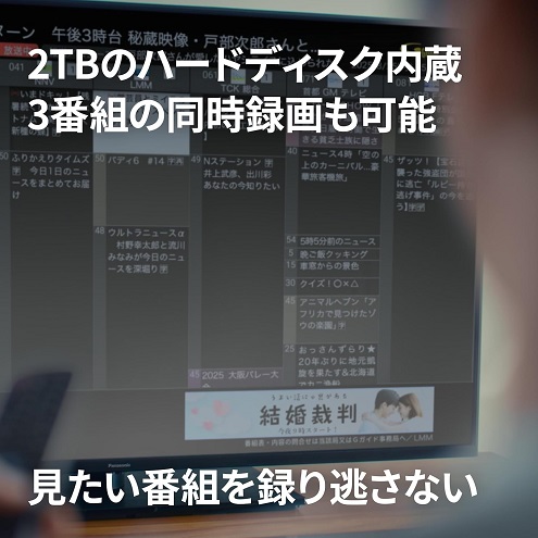 【Panasonic】ネットワークレコーダー 2TB 3番組同時録画