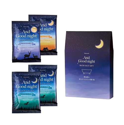 【AndGoodnight】気分で香りを選べる天然アロマのバスソルト4包