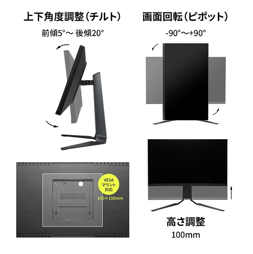 【GRAPHT】QD MiniLED ゲーミングモニター 27インチ 縦横回転