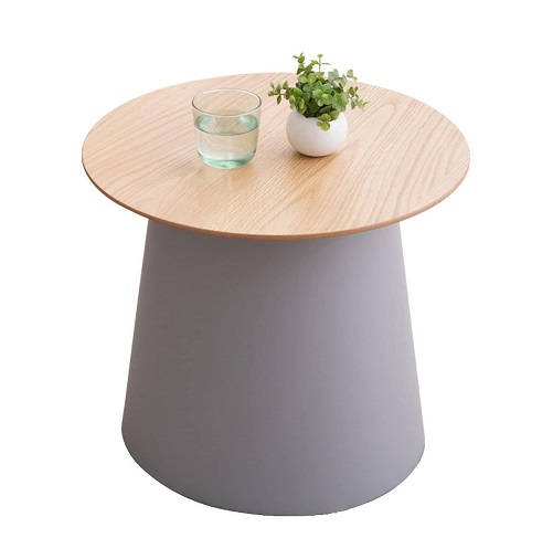 【エムール】ラウンド ベッド サイドテーブル グレー