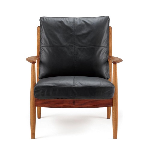 【朝日木材加工】EDDA 1人掛けソファ レザー ブラック