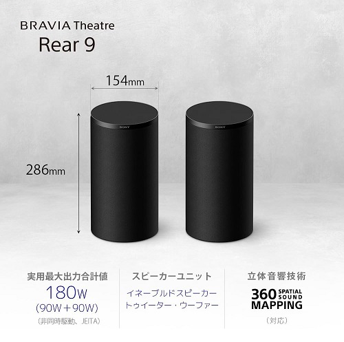 【SONY】リアスピーカー 大型イネーブルドスピーカー搭載