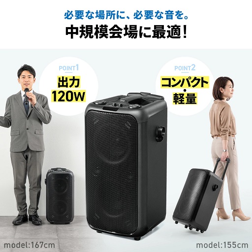 【サンワサプライ】イベントスピーカー 拡声器 マイク2本 LED搭載