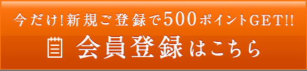 今だけ！新規ご登録で500ポイントGET！会員登録はこちら